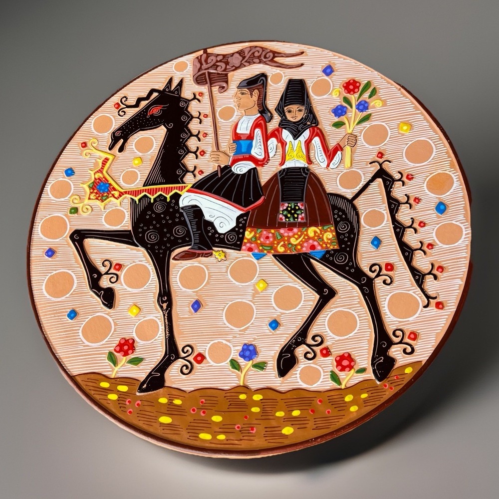 Sardinian Decorative Ceramic Plate by Paolo Loddo, 1960s